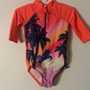 Limited Too Coral and Pink Unicorn Rashguard